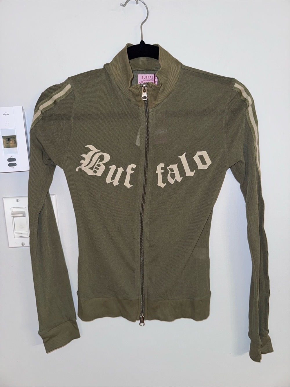 Buffalo Olive Green Zip-Front Mesh Jacket
